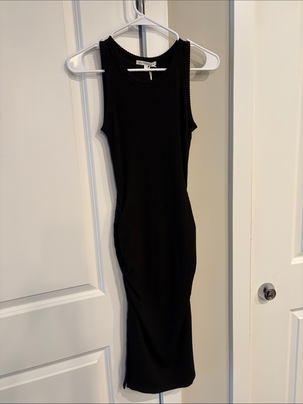 Ribbed Sleeveless Bodycon Midi Dress - Black